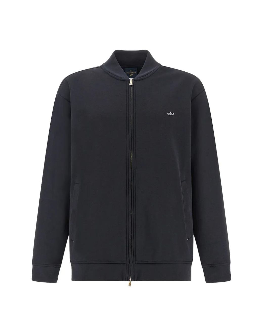 Paul & Shark Blue Zip-Up Fleece Bomber Jacket for men