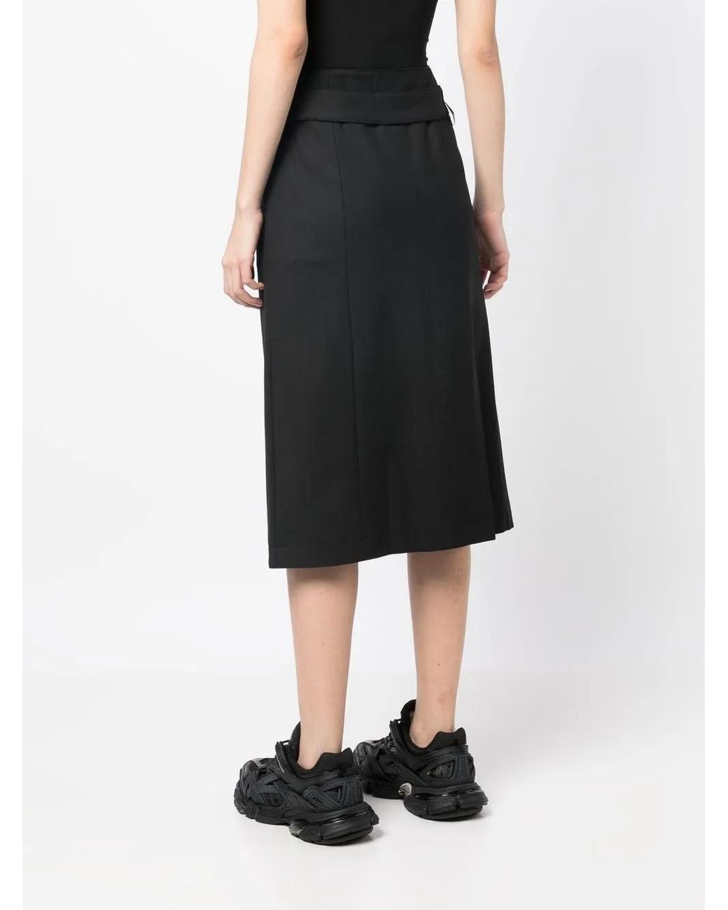 ROKH Black Button-Detail Midi Skirt