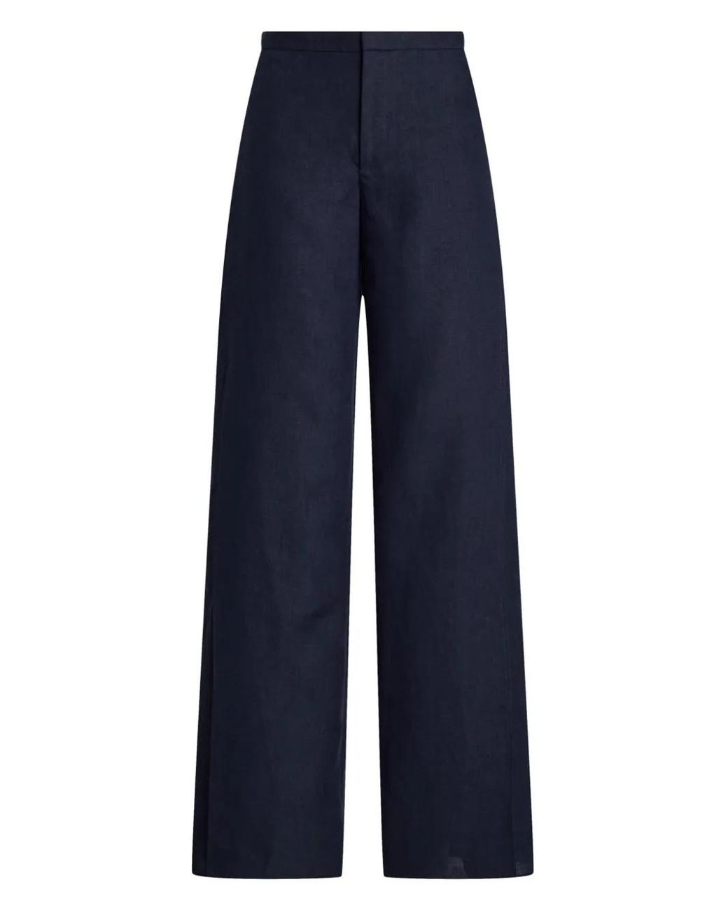 Ralph Lauren Blue Linen Straight-Leg Trousers