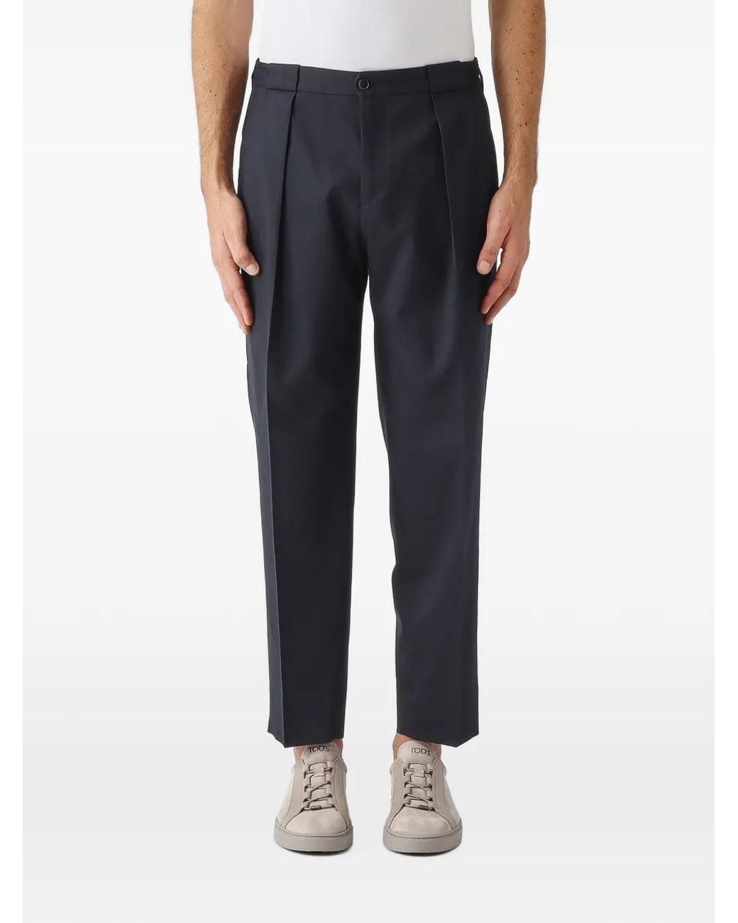 Briglia 1949 Blue Portobellos Pleated-Detail Tailored Trousers for men