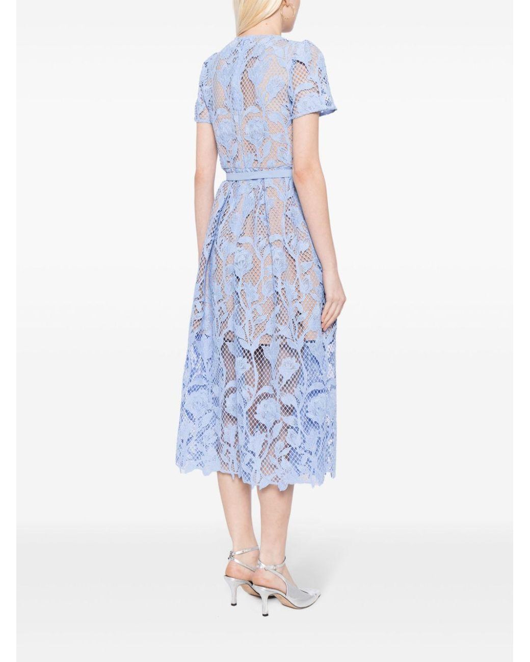 Self-Portrait Lace Dress in Blue | Lyst