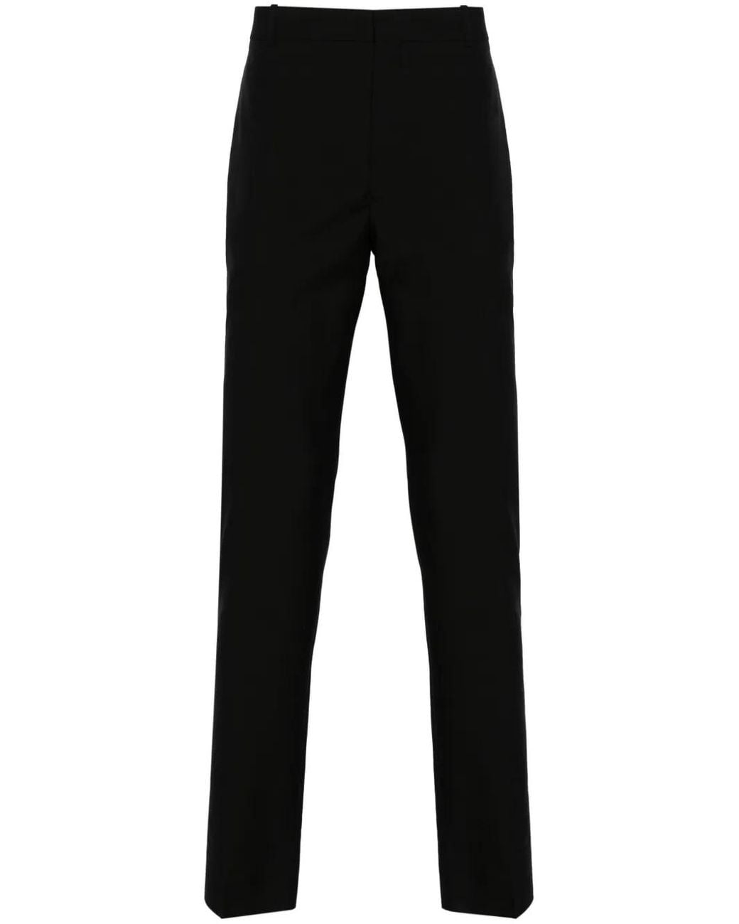 McQueen Black Pressed-Crease Tailored Trousers for men