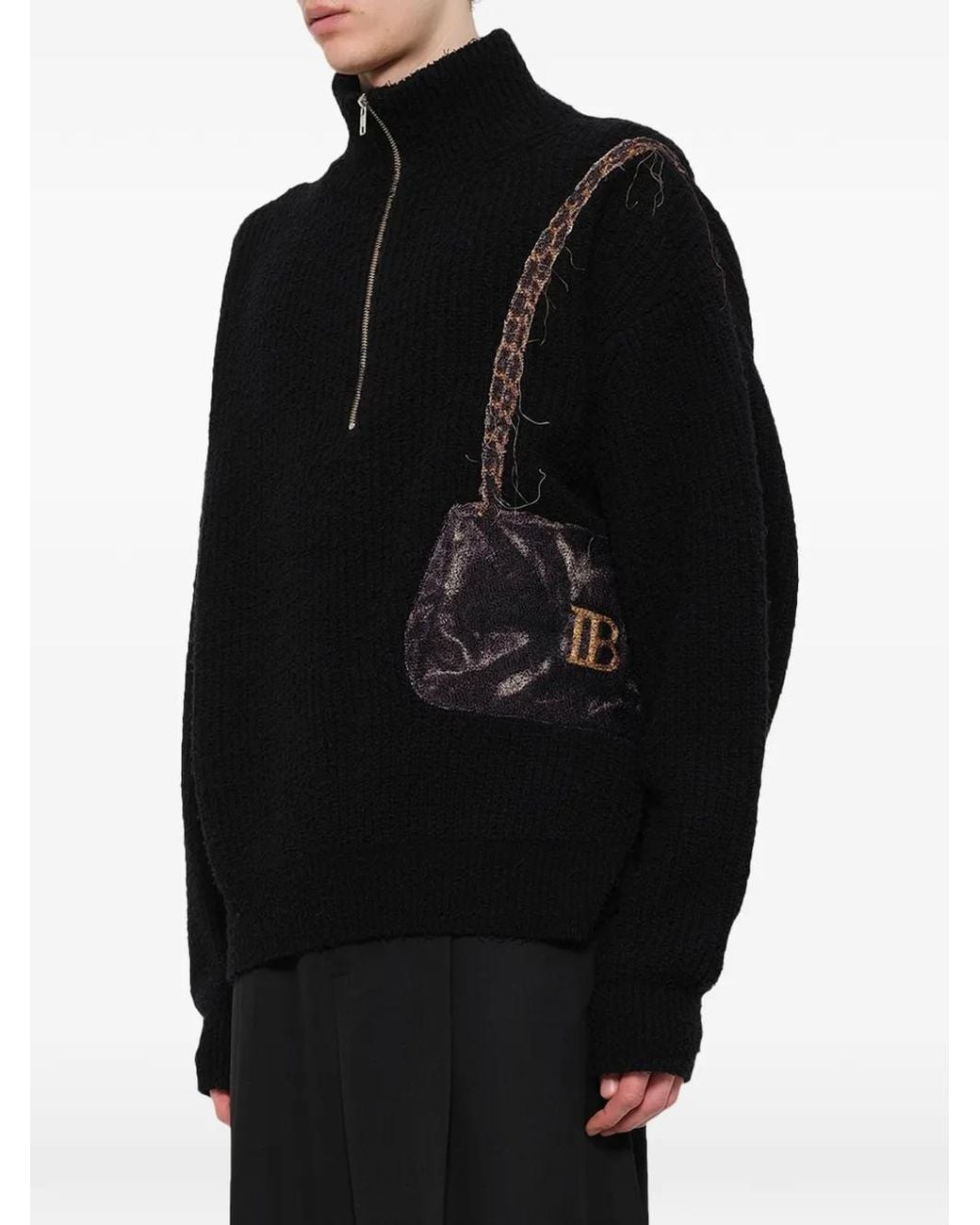 Doublet Black Half-Zip Sweater for men