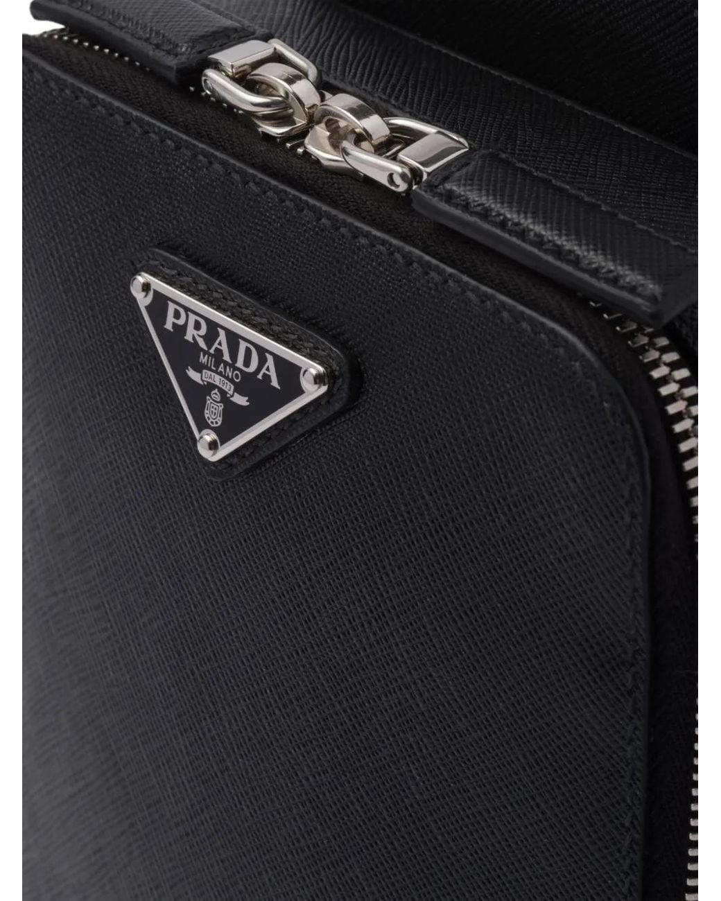 Prada Black Saffiano Leather Brique Cross-Body Bag for men