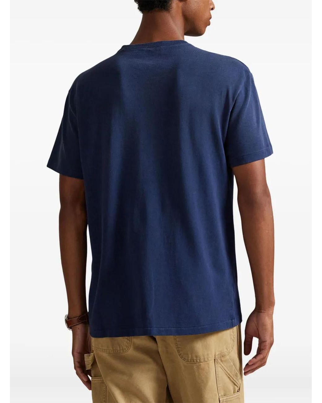 Polo Ralph Lauren Blue Crew-Neck Patch T-Shirt for men
