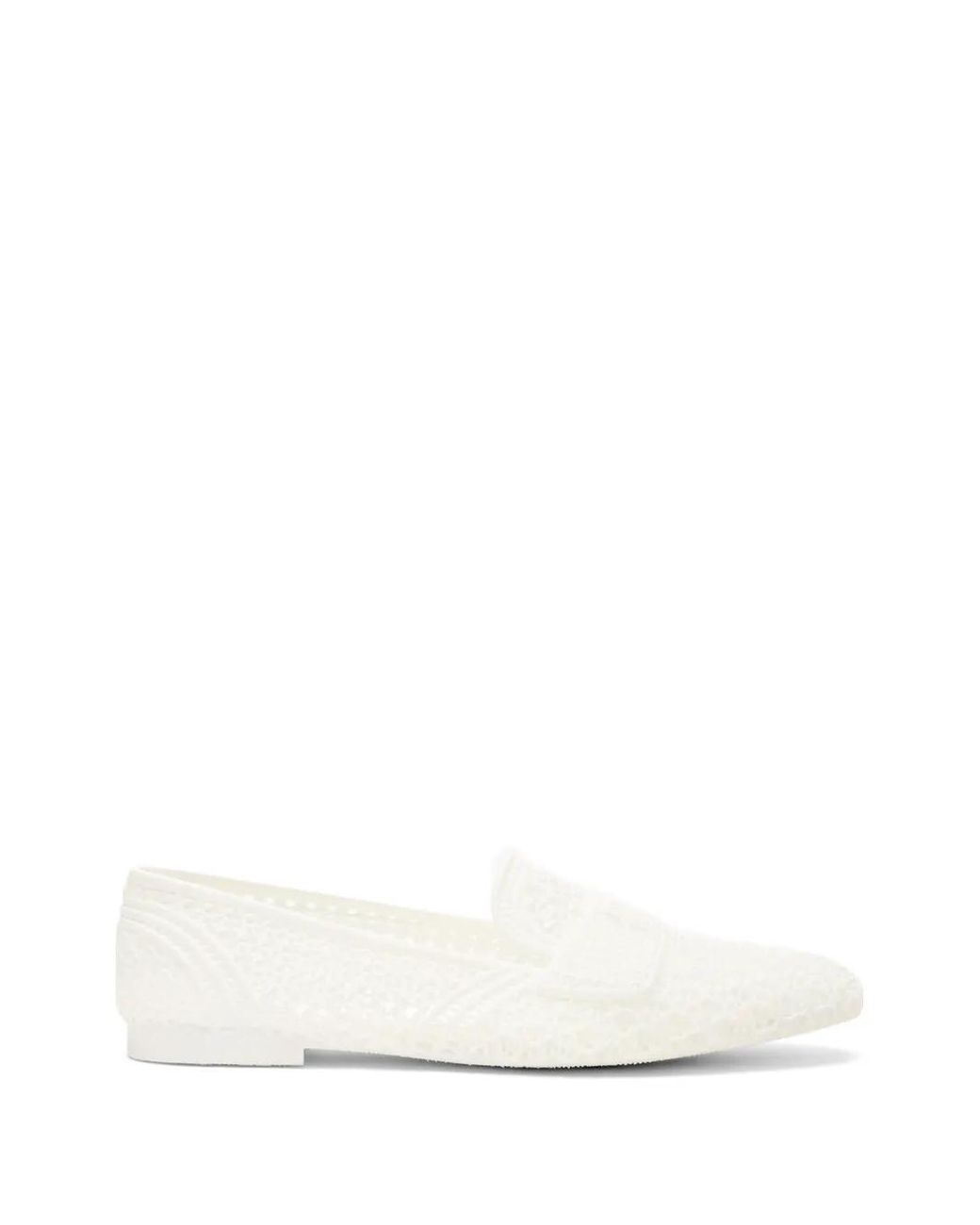 Casadei White Tonal-Effect Braided Loafers