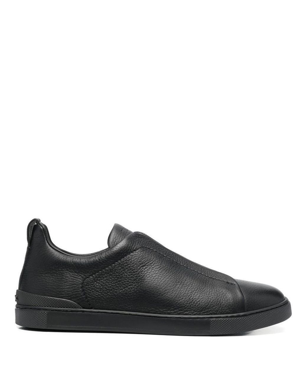Zegna Panelled Leather Slip-on Sneakers in Black for Men | Lyst