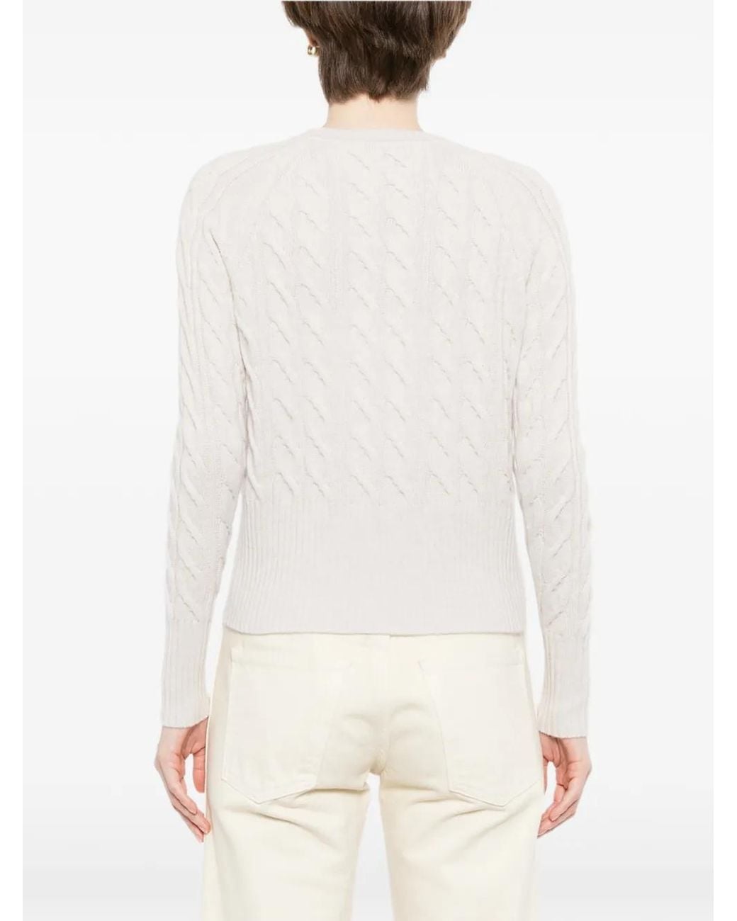 N.Peal Cashmere White Cardigan Myla En Maille Torsadée