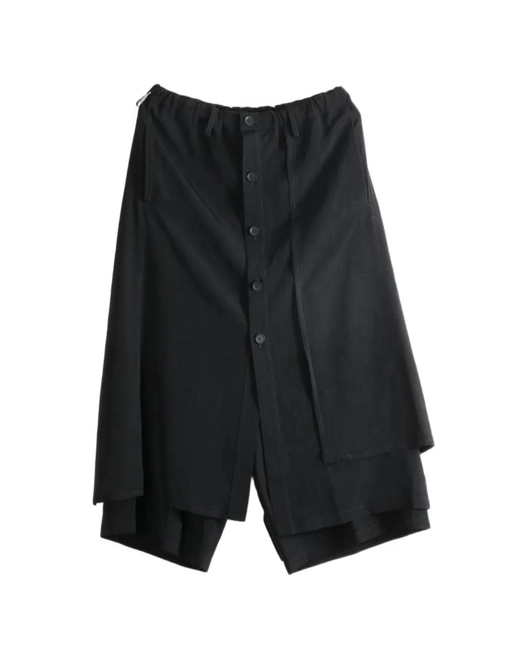 Yohji Yamamoto Black Layered Button-Down Wide-Leg Trousers