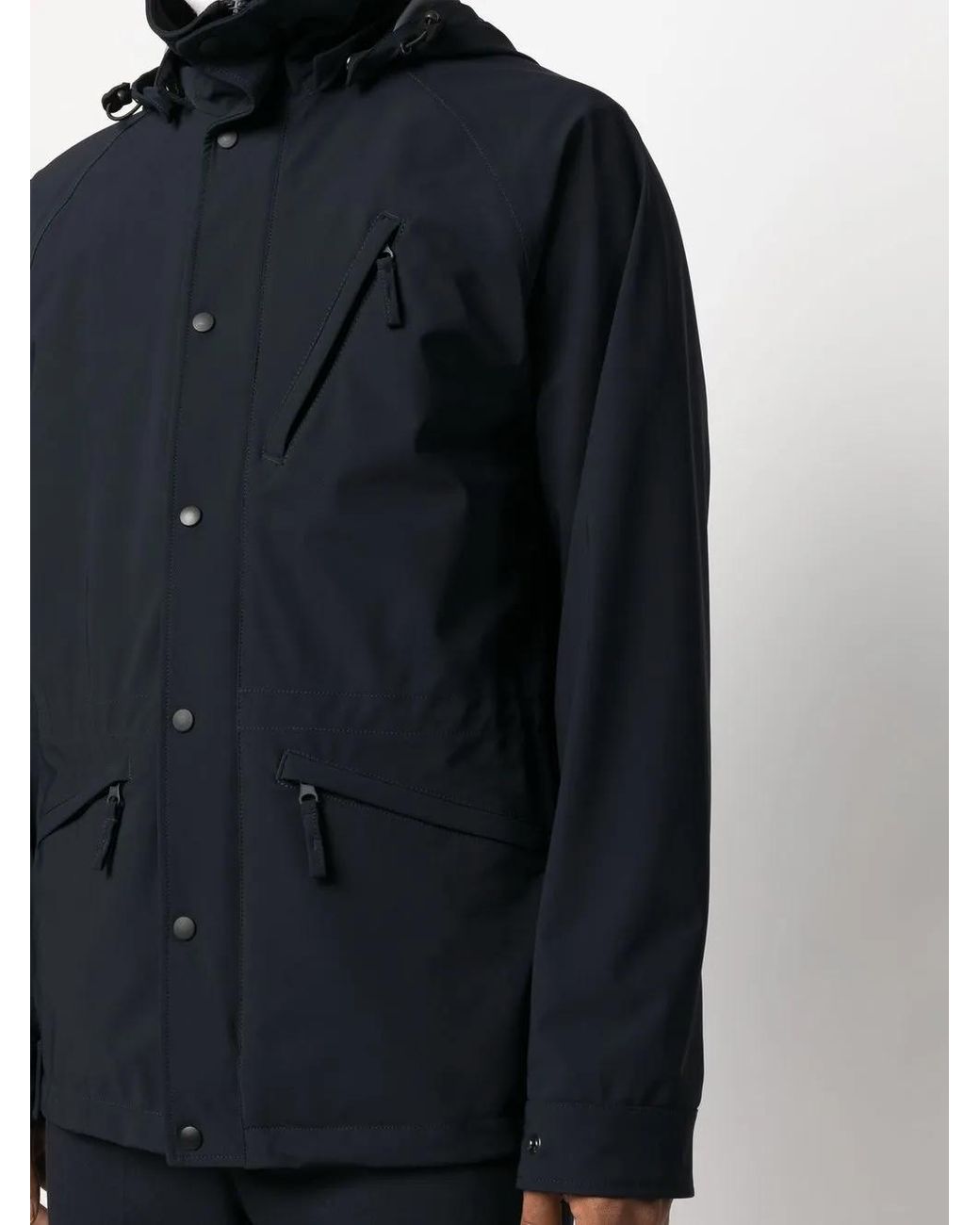 Aspesi Blue Hooded Press-Stud Fastening Jacket for men