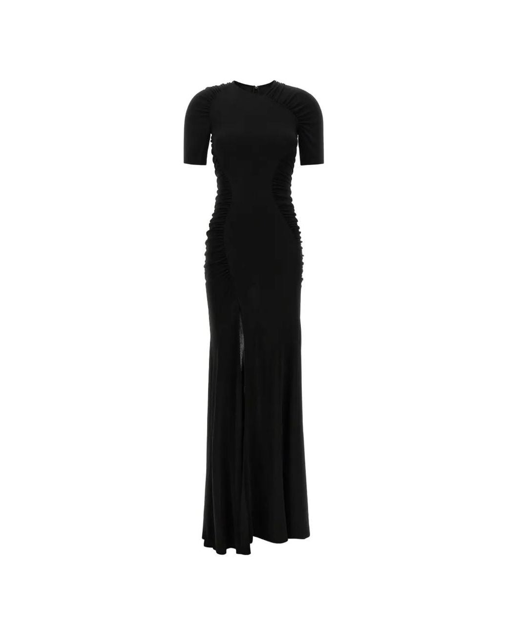 Victoria Beckham Black Curling Ruched-Detail Maxi Dress