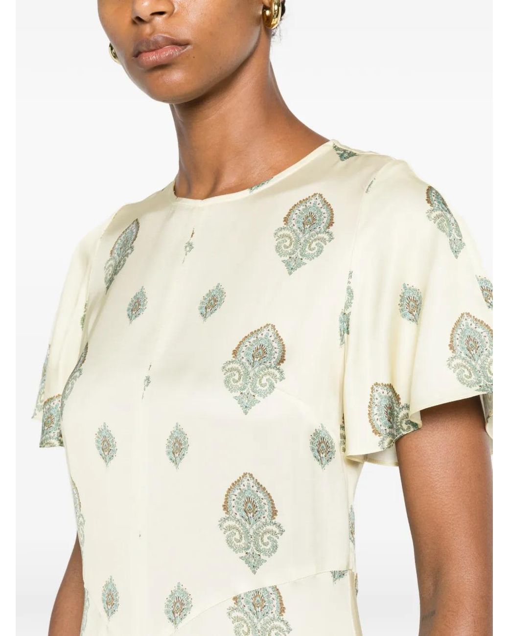 Sandro White Paisley Print Midi Dress