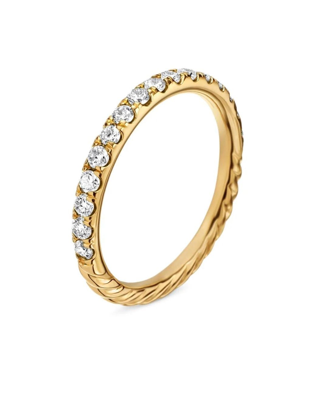 David Yurman Metallic 18Kt Cable Collectibles Diamond Stack Ring (2Mm)