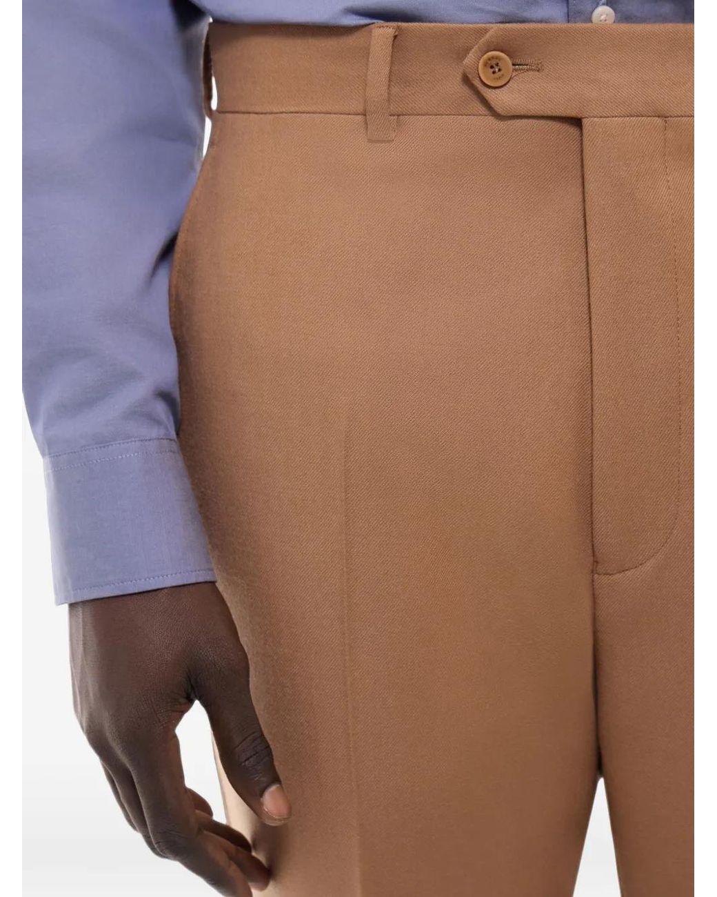 Fursac Brown Virgin-Wool Trousers for men