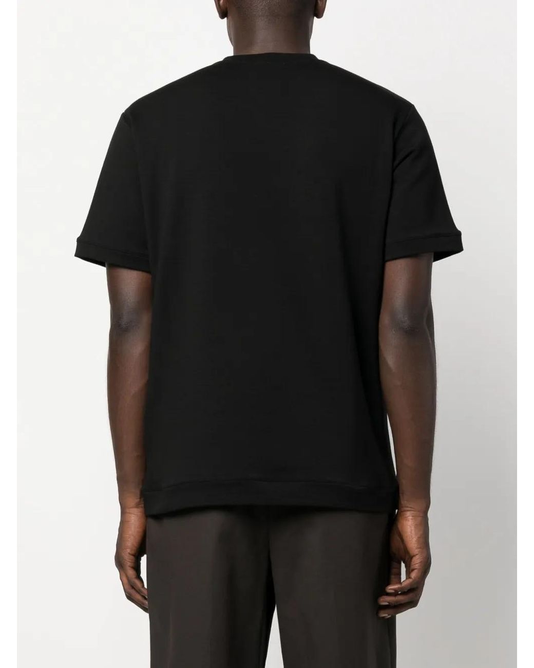 Giorgio Armani Black Logo-Embroidered Round-Neck T-Shirt for men