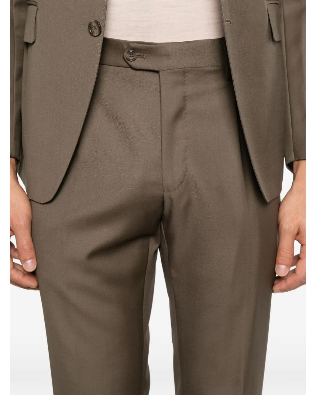 Tagliatore Brown Single-Breasted Notched-Lapels Suit for men