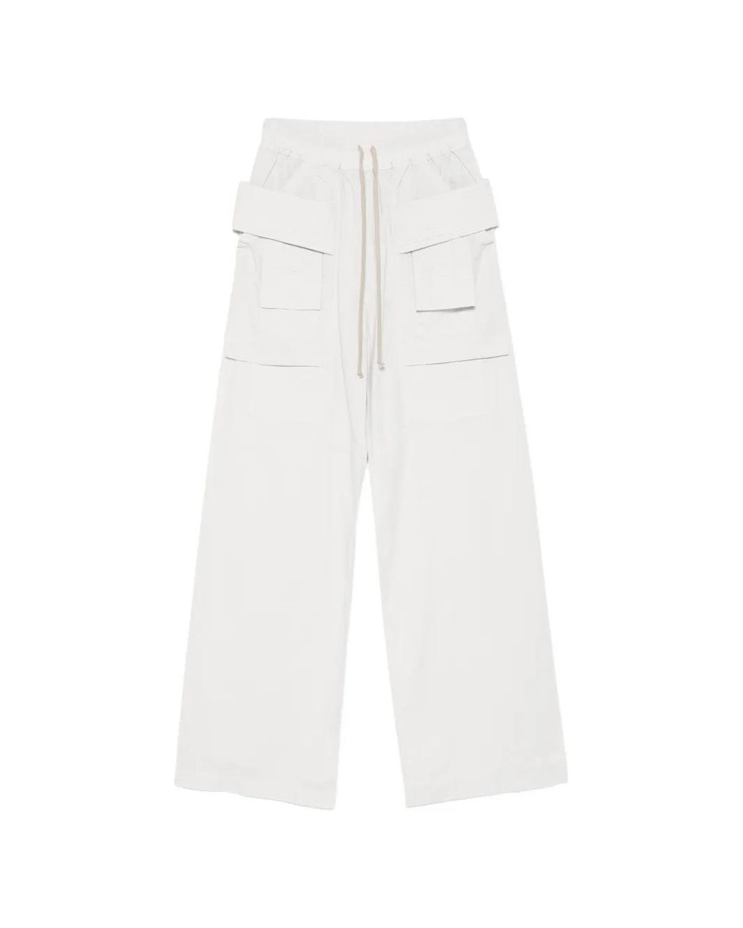 Rick Owens White Drawstring Pocket Trousers for men