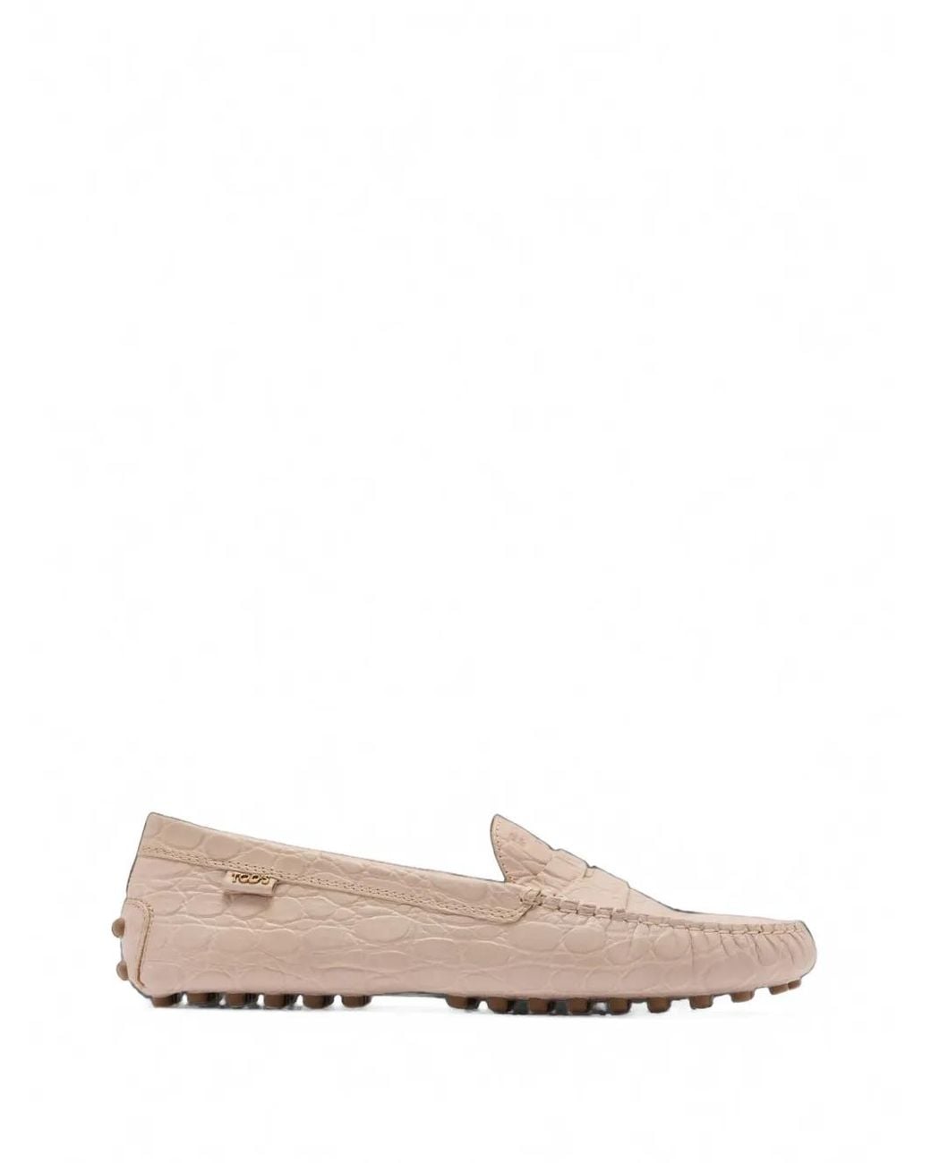 Tod's Pink Gommino Croc-Effect Loafers