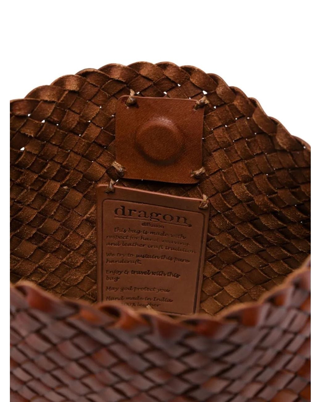 Dragon Diffusion Brown Santa Maria Woven-Leather Tote Bag