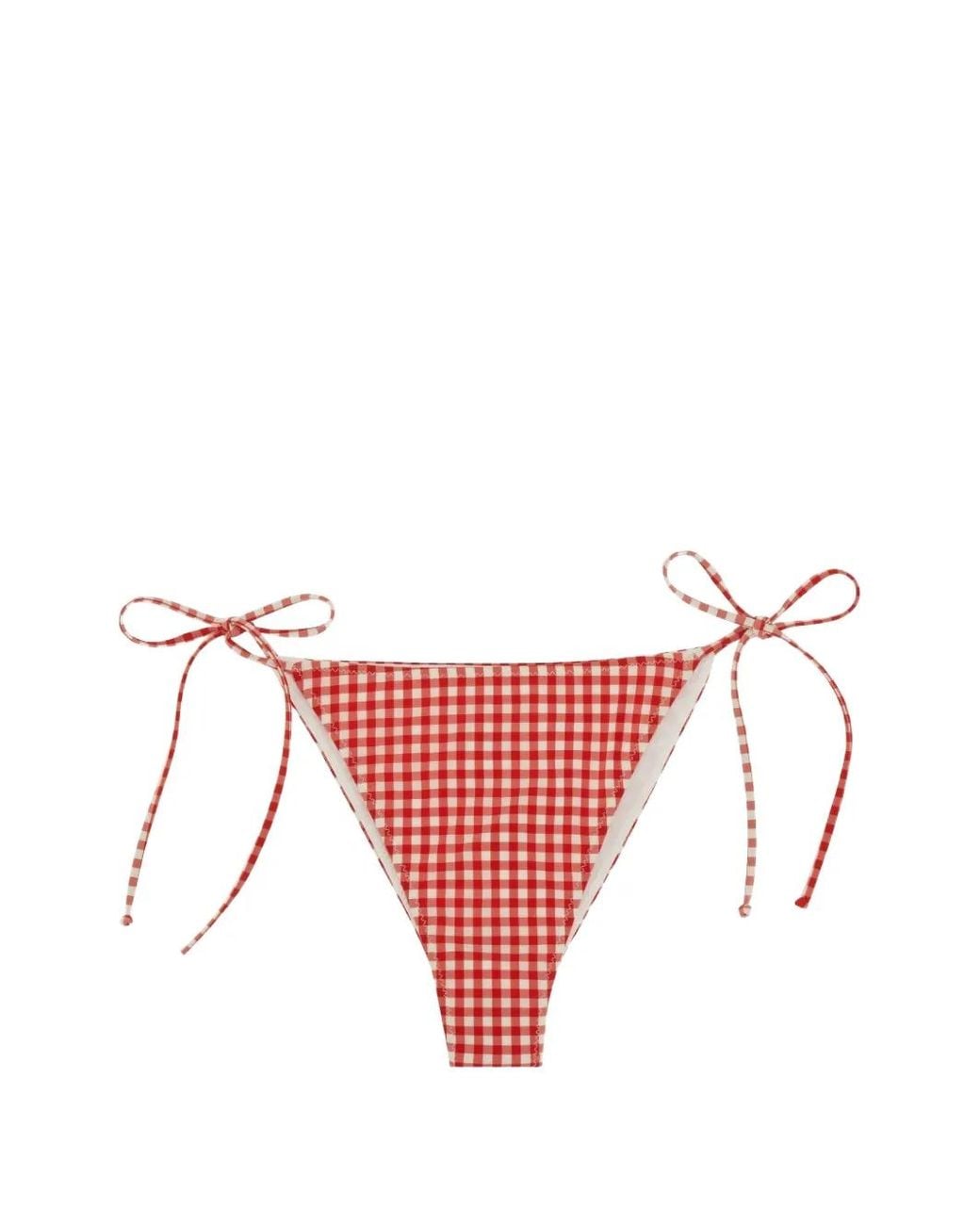 Mc2 Saint Barth Red Marielle Gingham-Check Bikini Bottoms