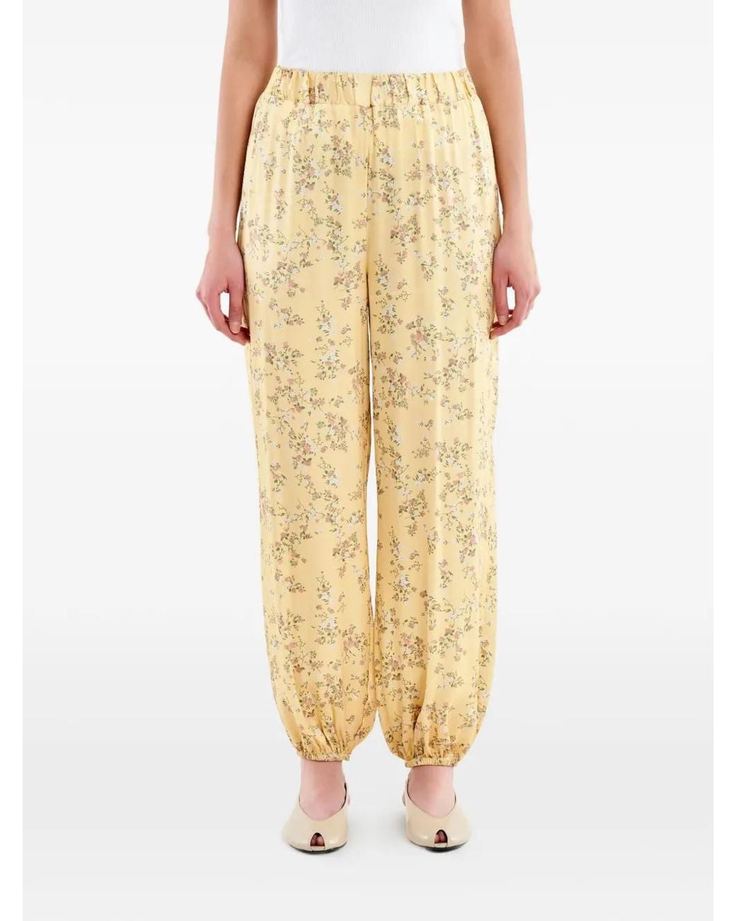 ViCOLO Metallic Floral-Print Elasticated-Cuff Trousers