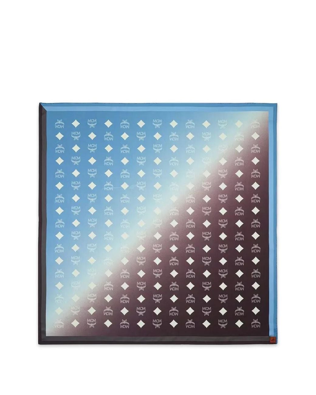 MCM Blue Monogram-Print Silk Scarf