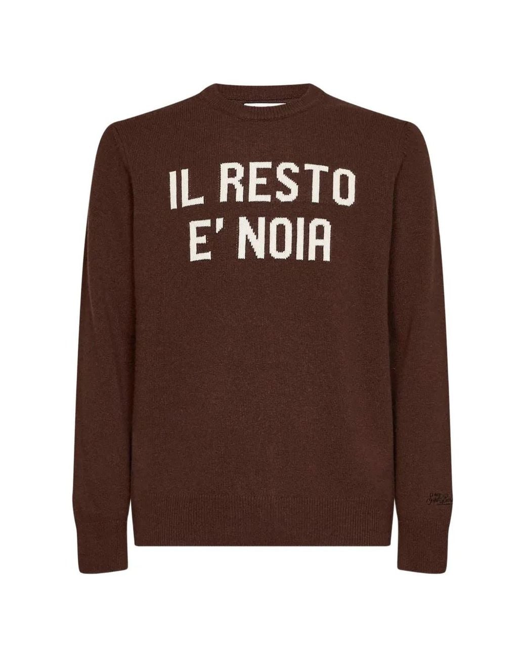 Mc2 Saint Barth Brown Jacquard-Knit Logo-Embroidered Sweater for men