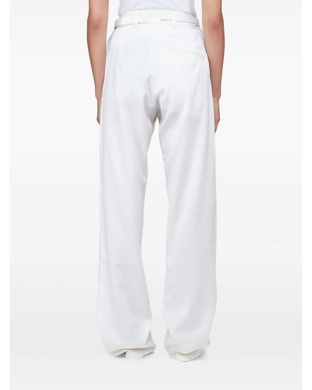 GmbH White Pleated Adjustable-Waist Trousers