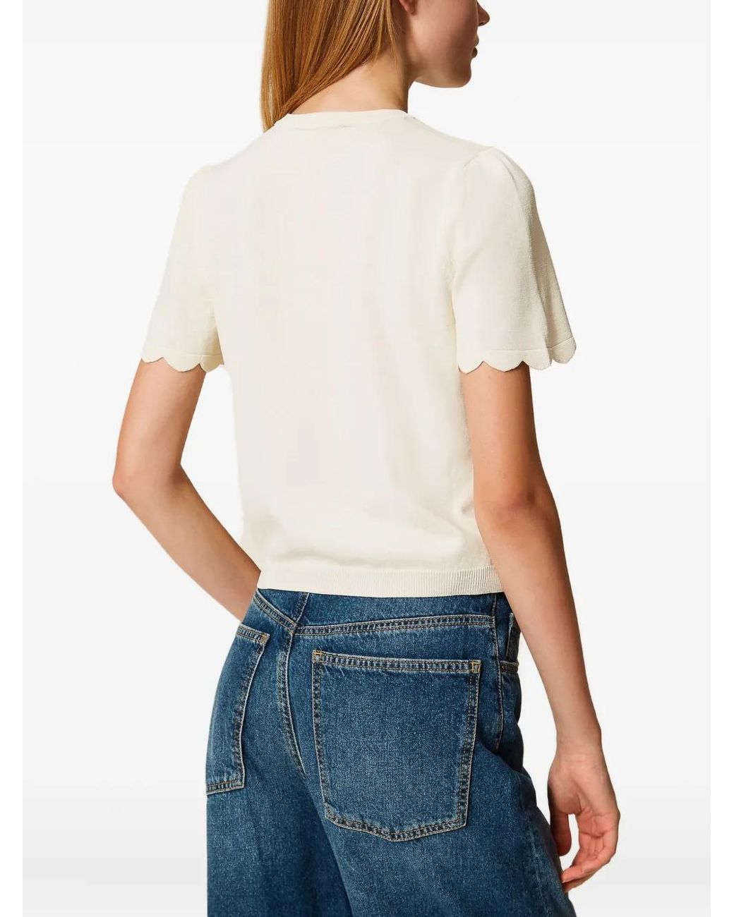 Twinset White Oval Buttons T-Shirt