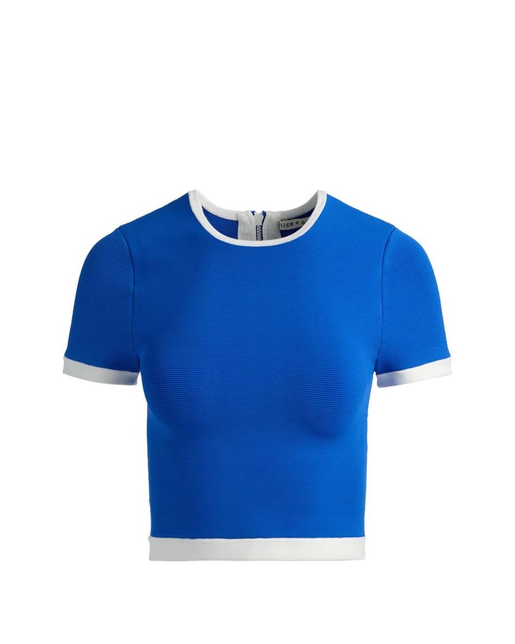 Alice + Olivia Blue Ciara Cropped Sweater