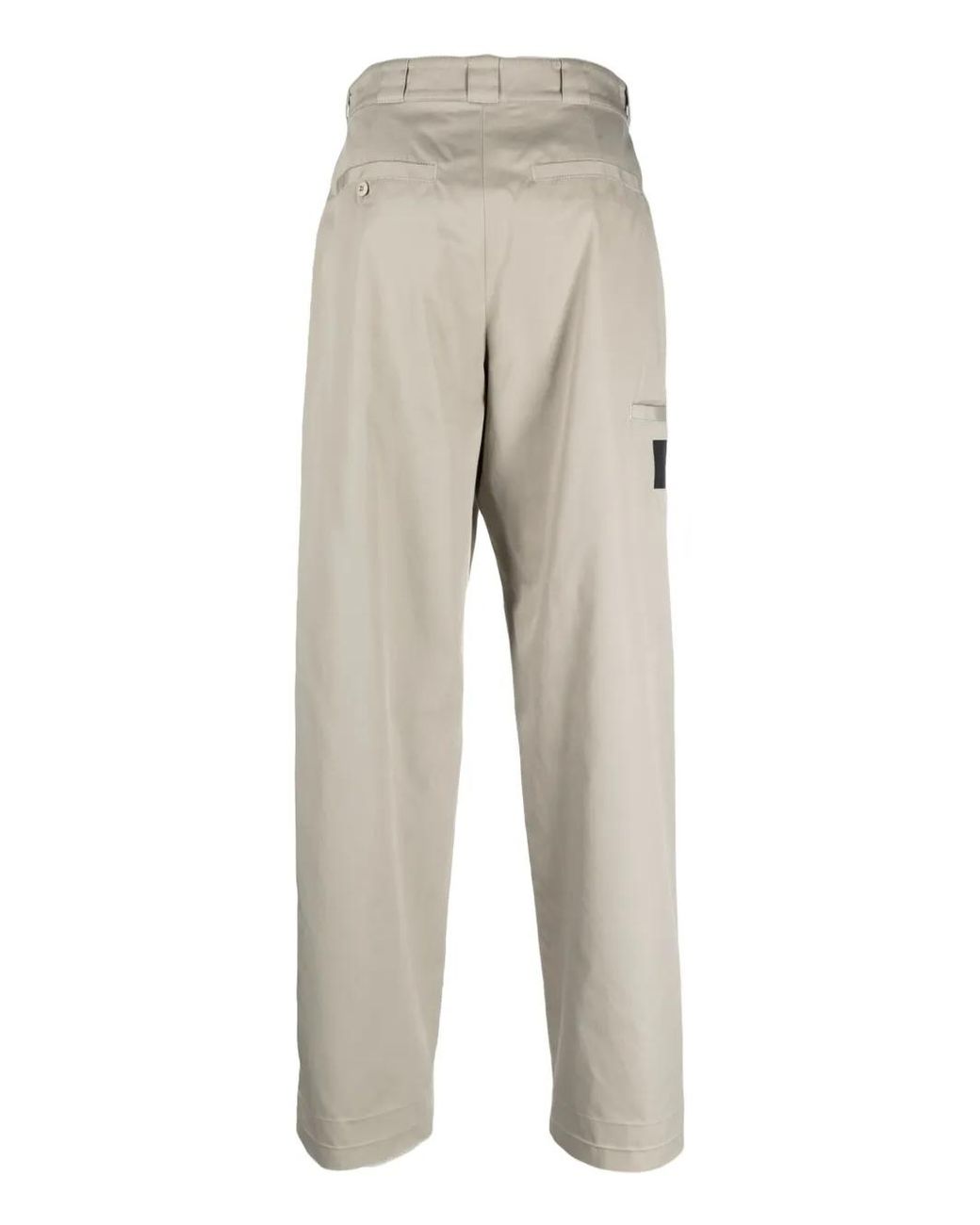 Givenchy Gray Logo-Patch Cotton Straight-Leg Trousers for men