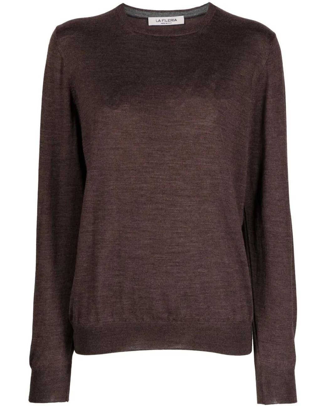 Fileria Brown Crew-Neck Fine-Knit Jumper for men