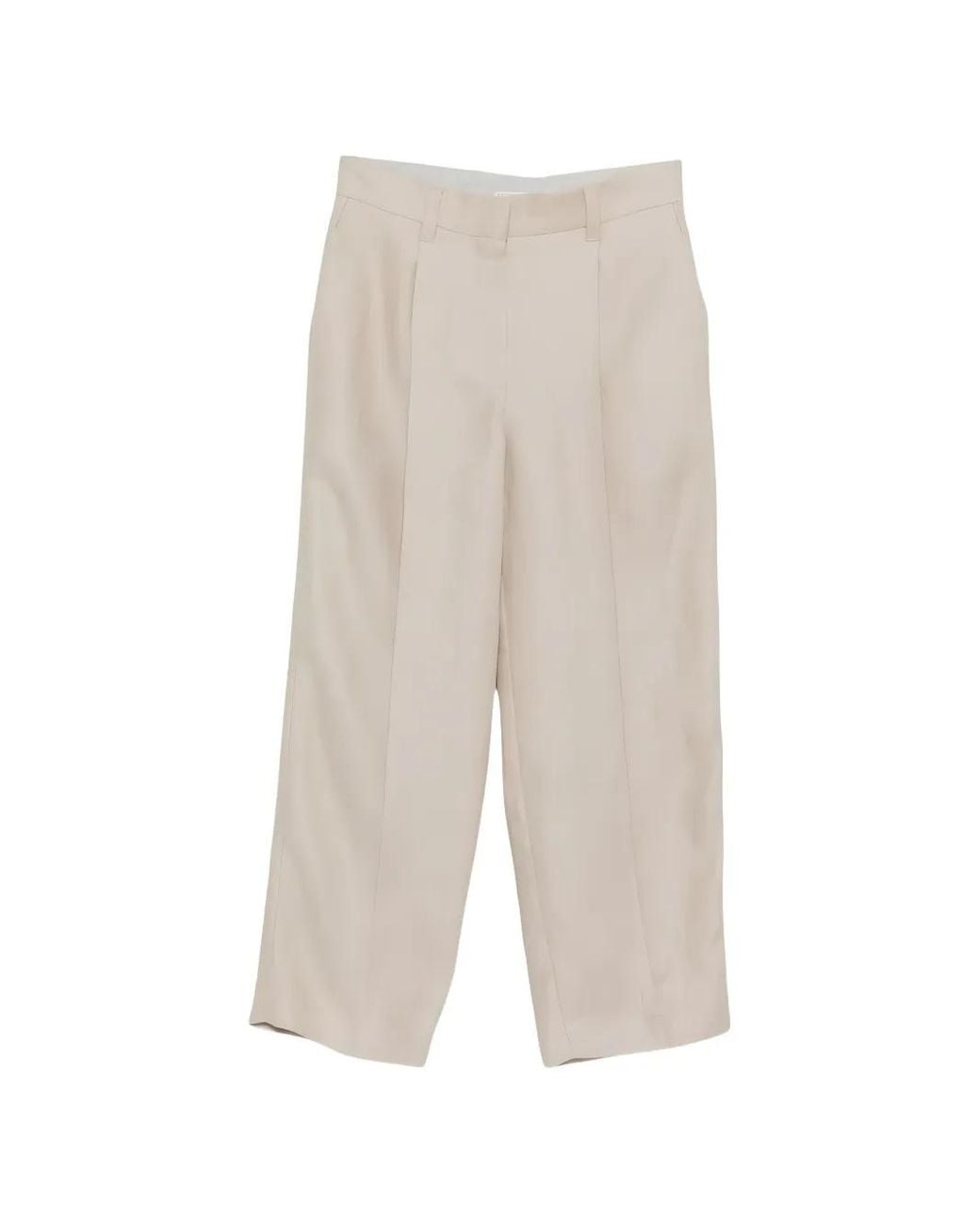 Brunello Cucinelli White Pleated Linen Trousers