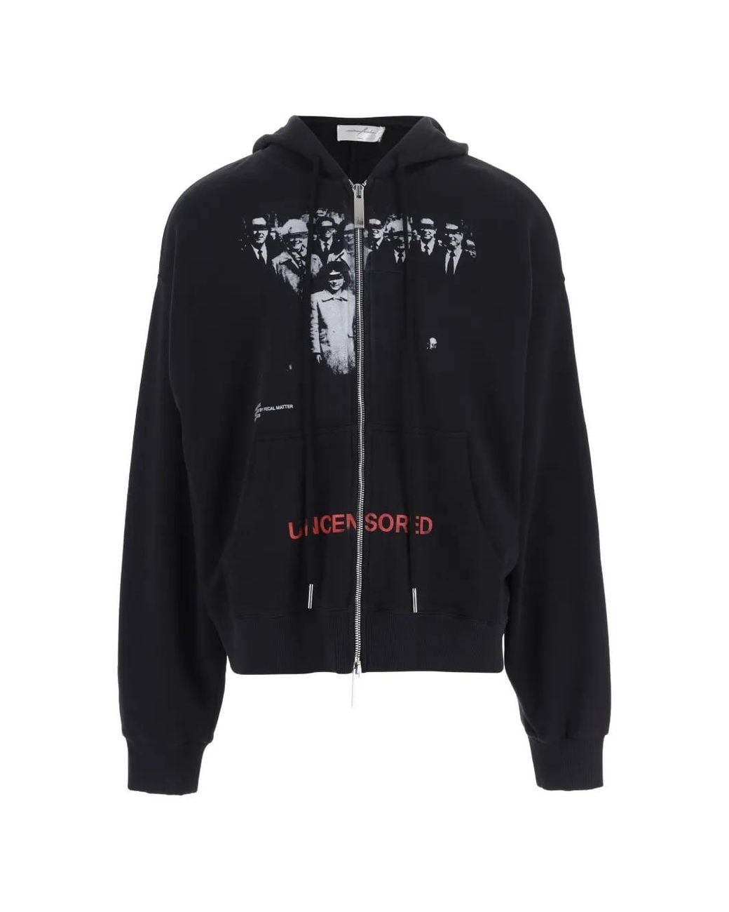 MATIERES FECALES Black Hoodie Zippé Family À Imprimé Graphique