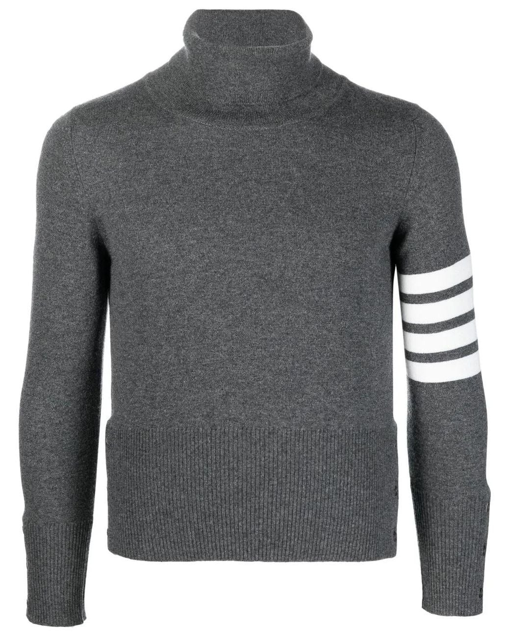 Thom Browne Gray 4-Bar Stripe Cashmere Turtleneck for men