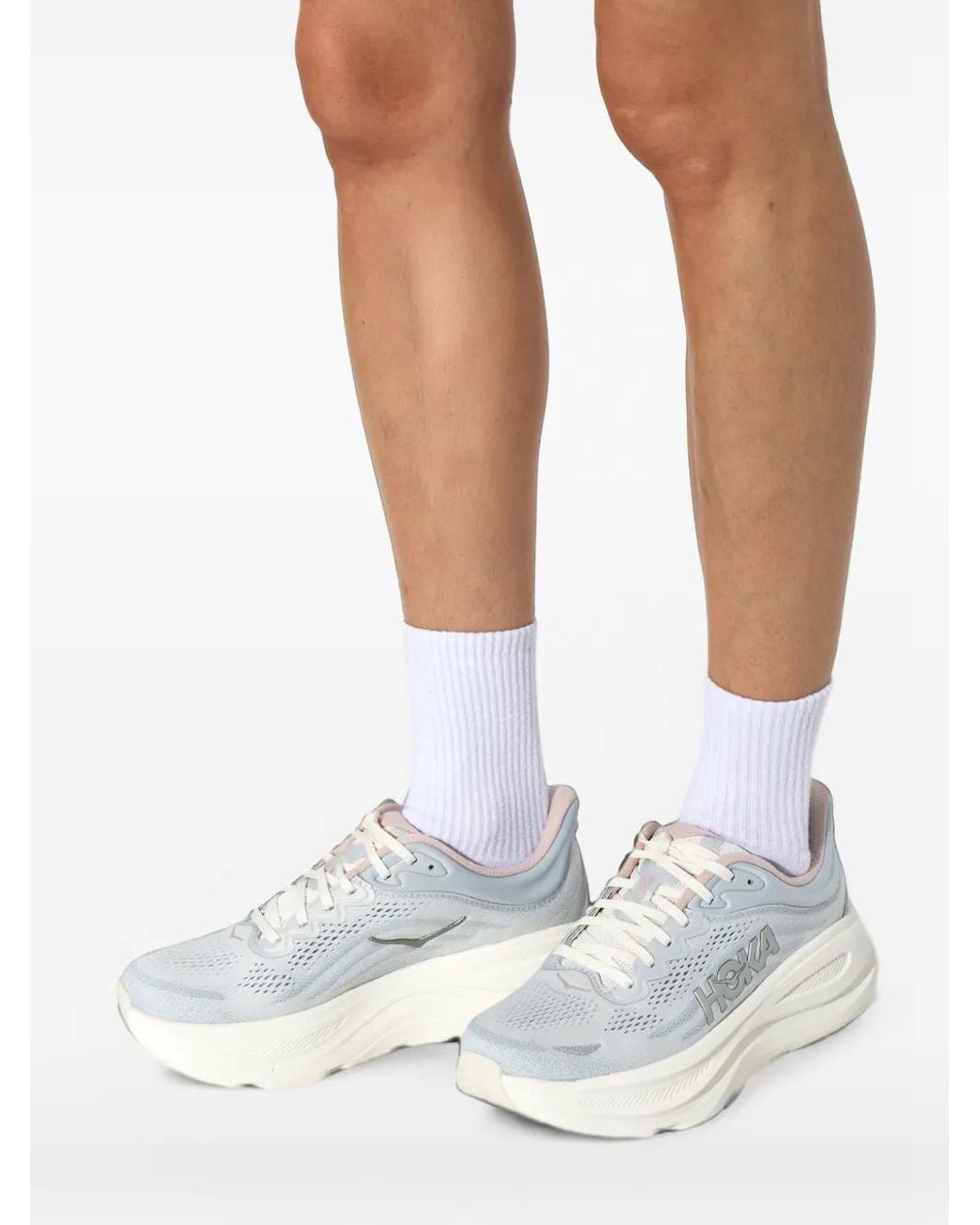 Hoka One One White 'Bondi 9 Glm' Sports Shoes