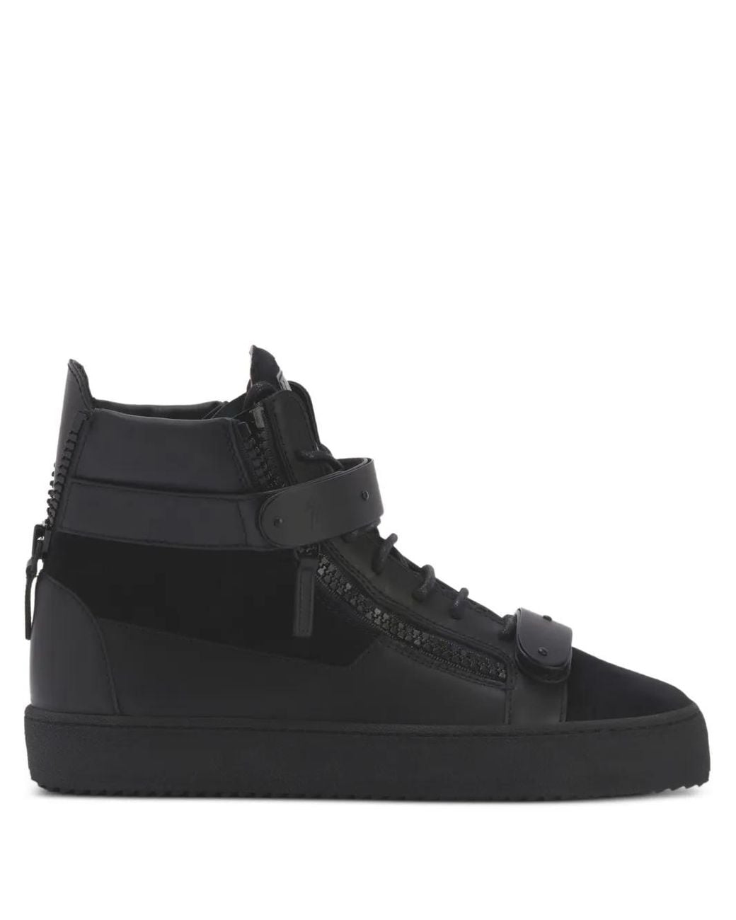 Giuseppe Zanotti Black Coby Matt Lace-Up Side-Zip Sneakers for men
