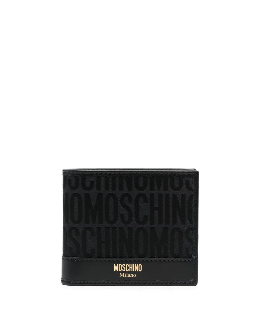 Moschino Black Jacquard-Logo Bi-Fold Wallet for men