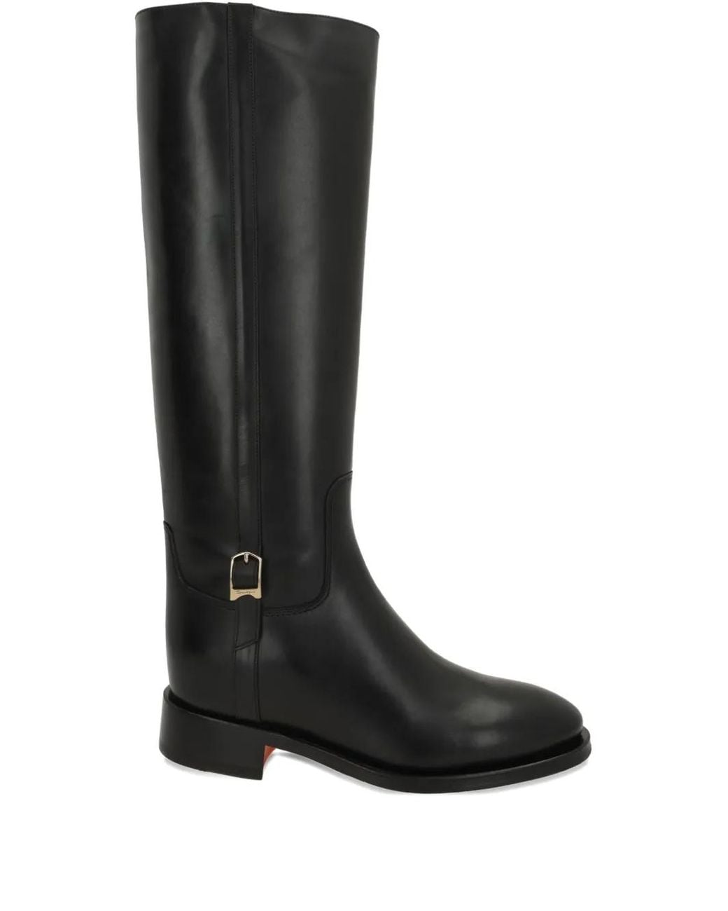 Santoni Black Mandy Buckle-Detail Boots