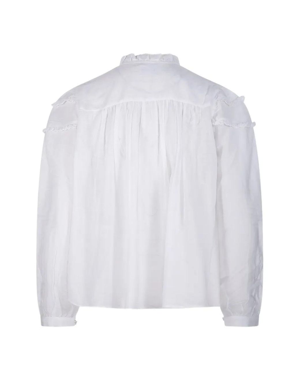 Isabel Marant White Christa Ruffled Blouse