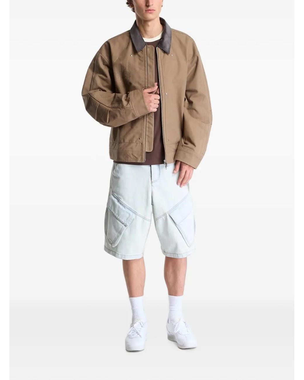Adidas White Premium Essentials Logo-Embroidered Bomber Jacket for men