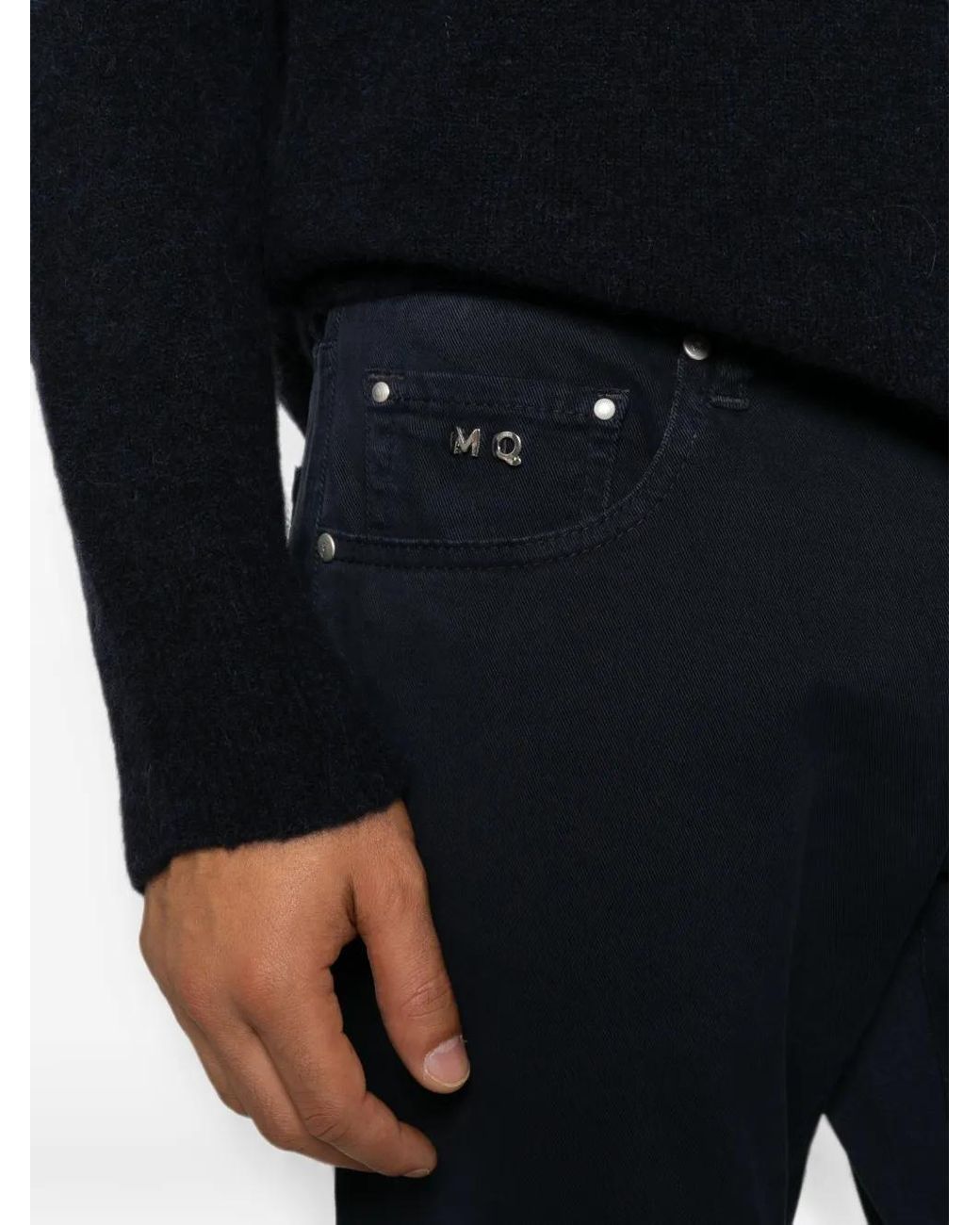 Sartoria Tramarossa Blue Michelangelo Logo-Patch Trousers for men