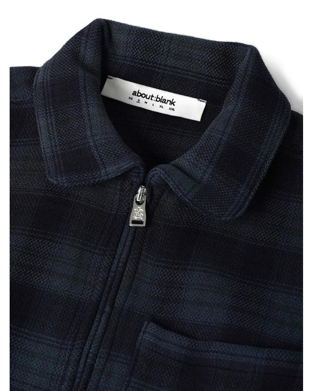 About Blank Blue Plaid-Pattern Zipped Shirt for men