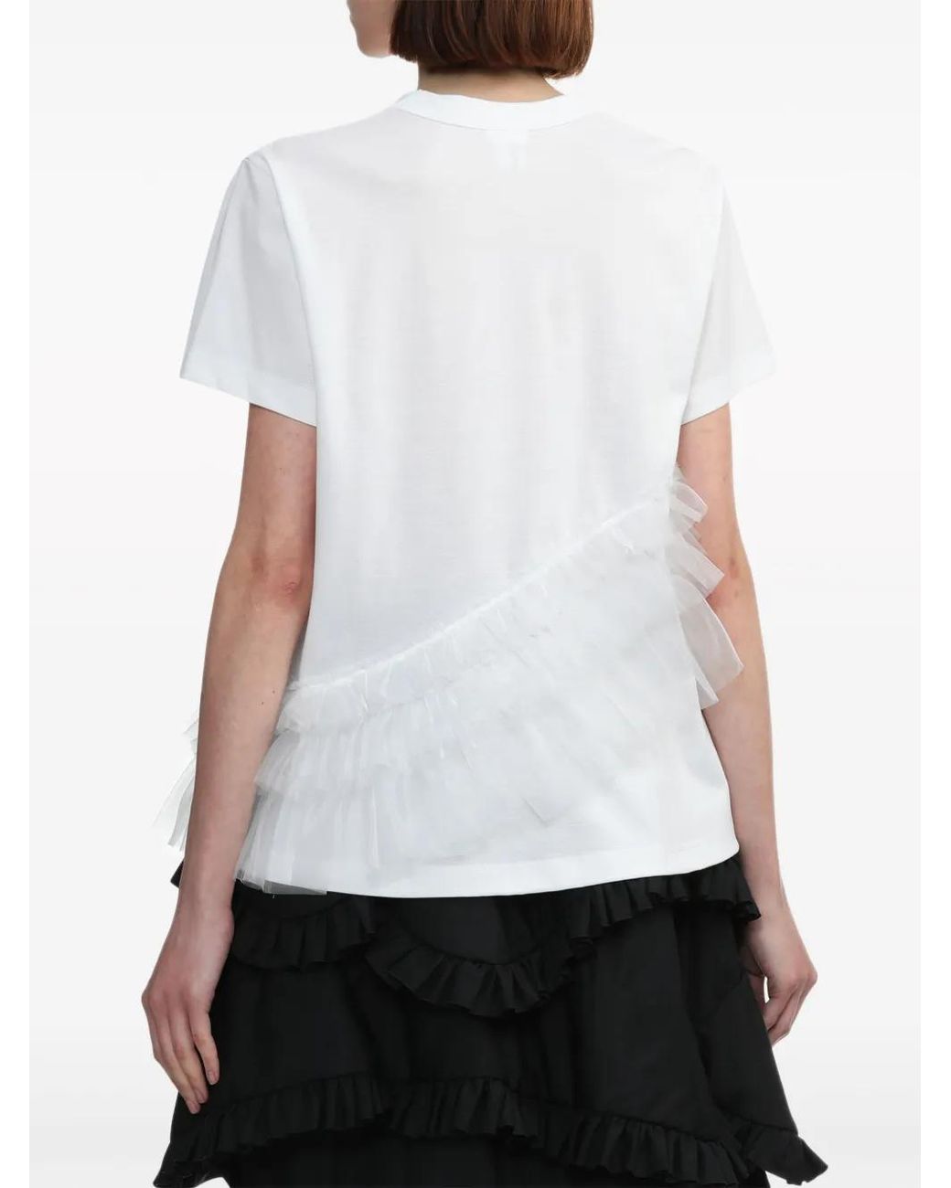 Noir Kei Ninomiya White Ruffled Cotton T-Shirt