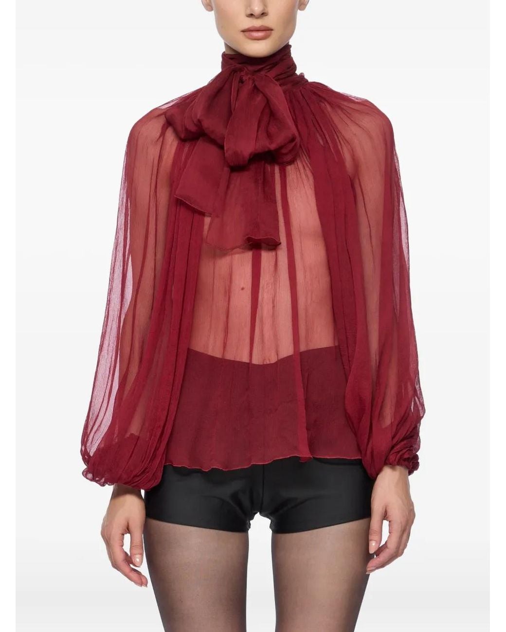 Atu Body Couture Red Silk Blouse
