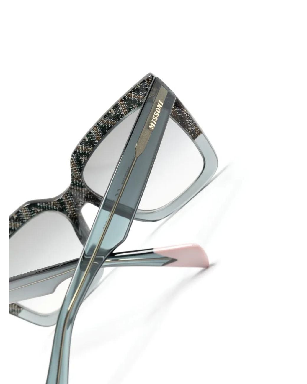 Missoni Gray Zigzag-Pattern Rectangle-Frame Sunglasses