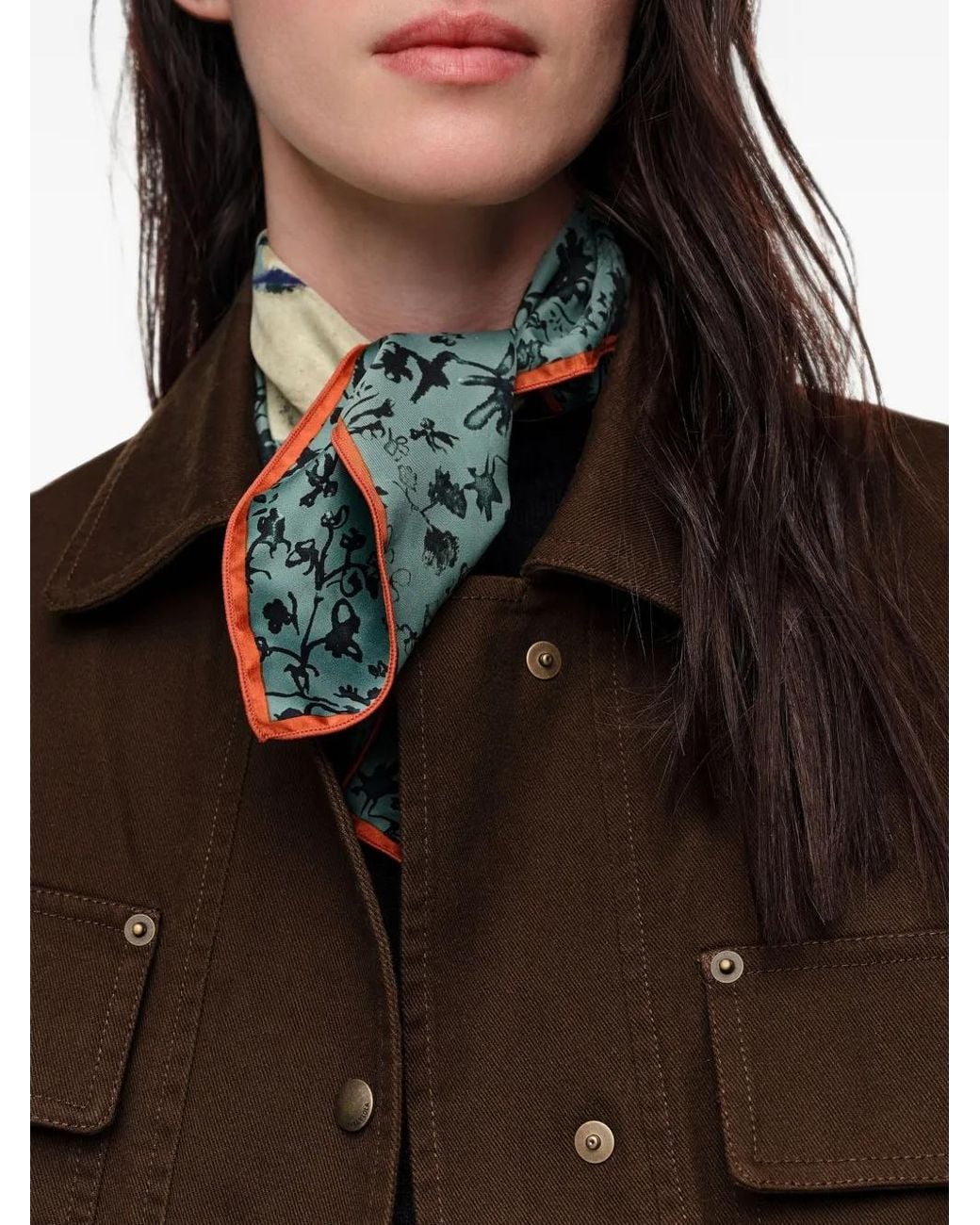 Bimba Y Lola Brown Short Washed Chocolate Cotton Jacket