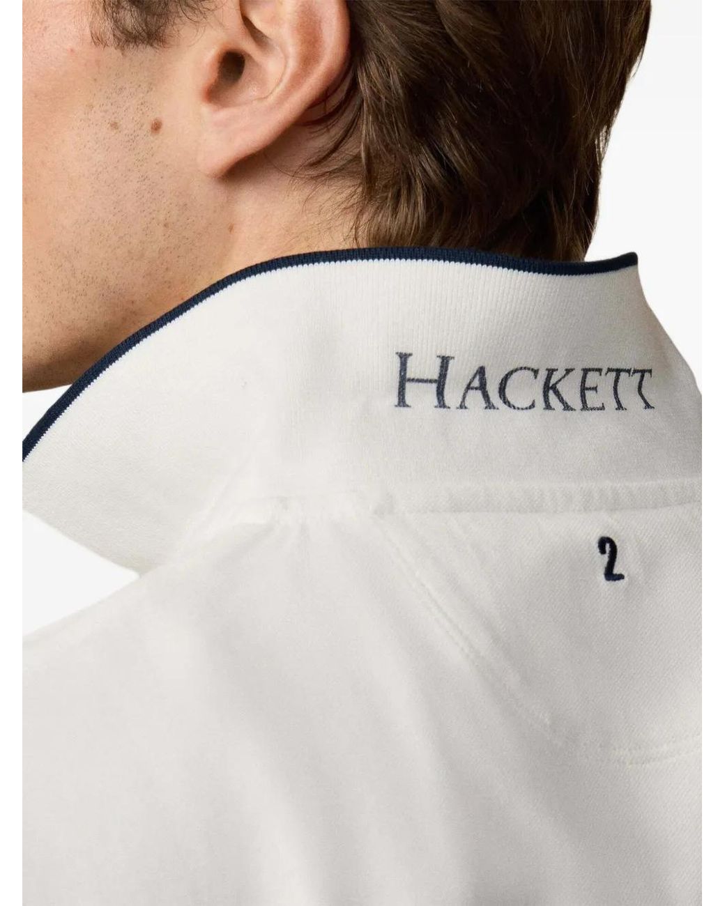 Hackett White Tipped-Trim Piqué-Knit Polo Shirt for men