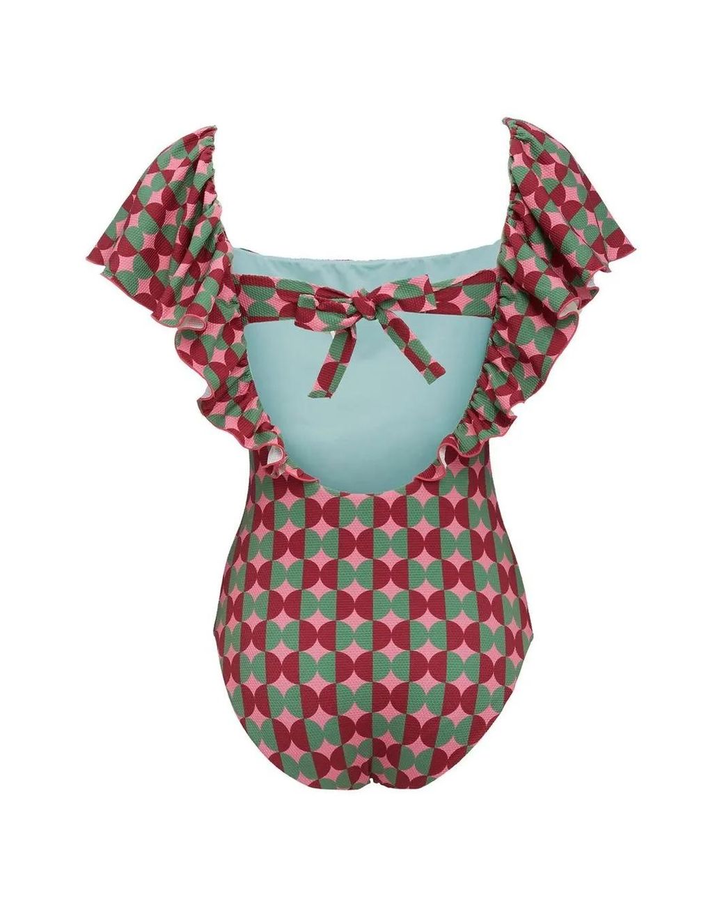 LaDoubleJ Red Scarlett Flutter-Sleeve Swimsuit
