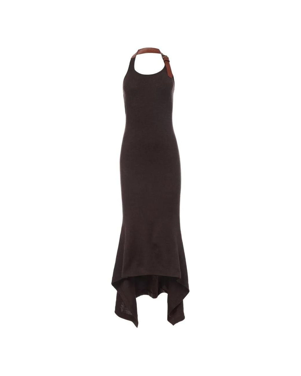 Monse Brown Belted Halter-Neck Maxi Dress